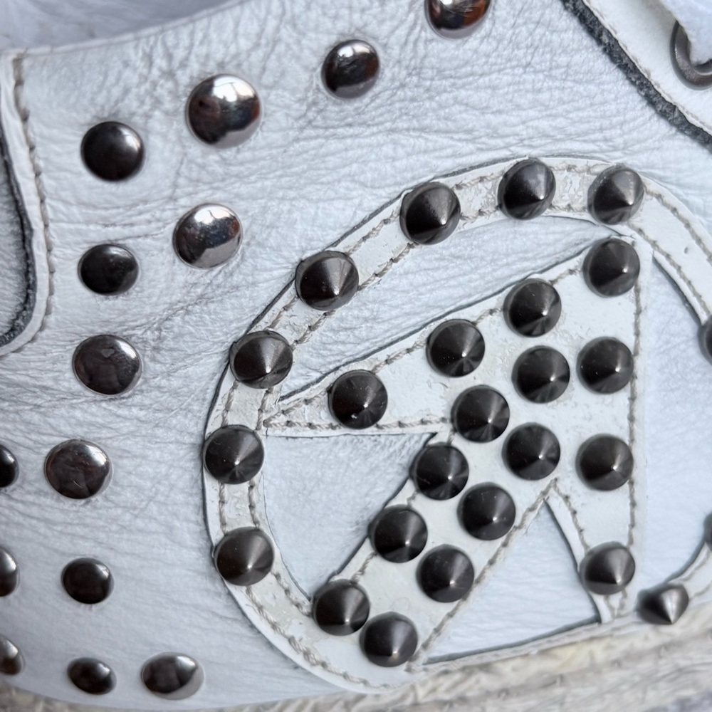 Momino Made in Italy High-Top White Studded Leather Women's Sneakers Size 38 IT - Picture 6 of 11